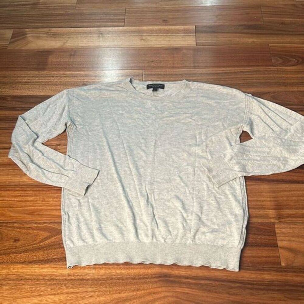 Banana republic silk cotton gray pullover sweater peep hole sides